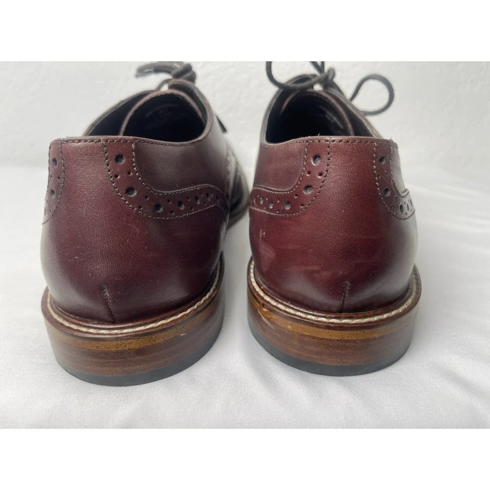 Joseph Abboud Mens 10.5 Cherry Brown Leather Cap Toe Dress Shoes